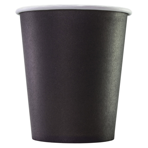 Стакан одноразовый бумажный 250/280 мл, D 80 мм, КОМПЛЕКТ 75 шт., однослойные, ЧЕРНЫЕ, холодное/горя