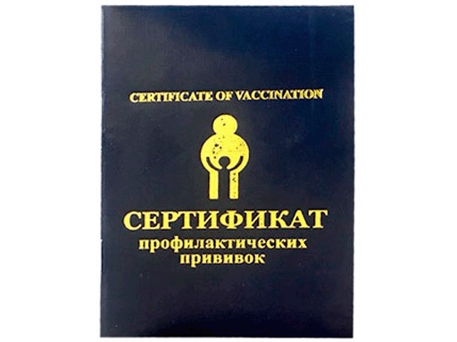 Сертификат профилактических прививок, бумвинил, синий