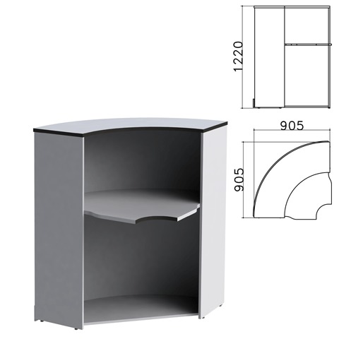 Стойка ресепшн угловая "Монолит", 905х905х1220 мм, цвет серый, УМ53.11