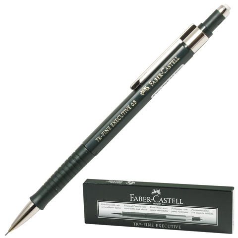 Карандаш мех. FABER-CASTELL TK-FINE EXECUTIVE, корп. зелен., 0,5мм, с выдвижным ластиком, FC131500