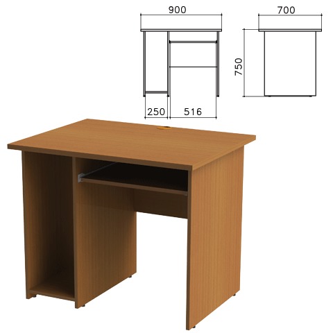 Стол компьютерный "Монолит" (ш900*г700*в750 мм), цвет орех