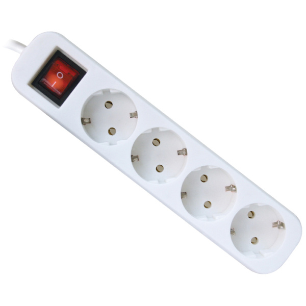 Удлинитель Defender S418, 4 розетки, с заземлением, выключатель, 1,8м, белый Удлинитель Defender S418, 4 розетки, с заземлением, выключатель, 1,8м, белый