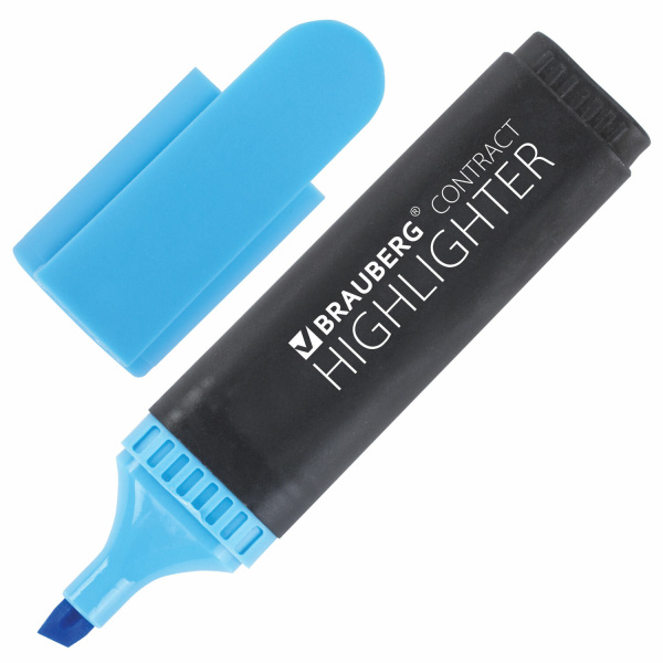 Текстмаркер BRAUBERG "CONTRACT", скошенный наконечник  1-5 мм, голубой, 150391