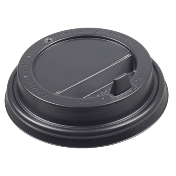 Одноразовые крышки для стакана 250 мл (d-80), КОМПЛЕКТ 100 шт., клапан-носик, черные, ФОРМАЦИЯ, CH-8