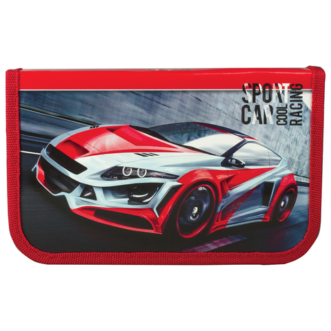 Пенал 1 отделение, для начальной школы, мальчик, Спорткар, 19*11 см, ПН-0182