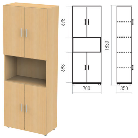 Шкаф полузакрытый "Канц", 700х350х1830мм, цвет бук