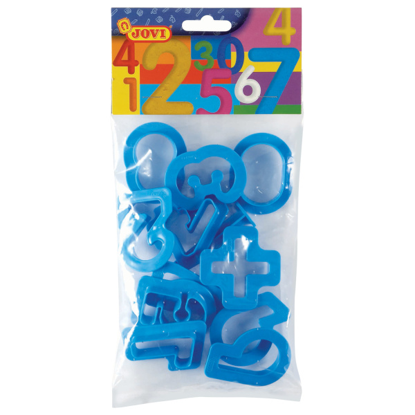 Формочки для лепки JOVI (Испания), 12 шт. (10 сквозных цифр, знак плюс и инструмент для лепки), 7N Формочки для лепки JOVI (Испания), 12 шт. (10 сквозных цифр, знак плюс и инструмент для лепки), 7N