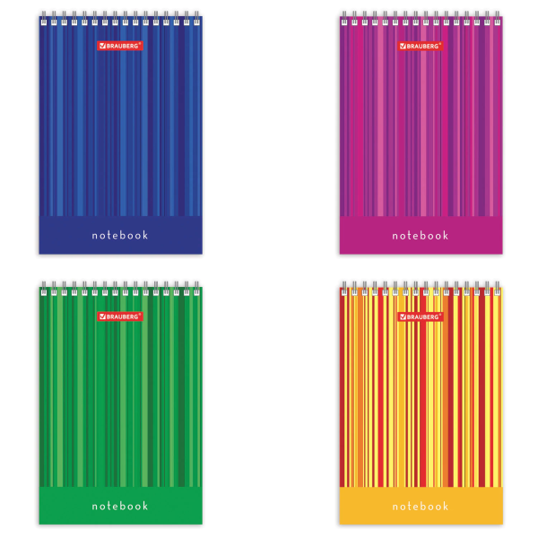 Блокнот А6 (97х145 мм) 40 л., гребень, картон, клетка, BRAUBERG, "Полоски"