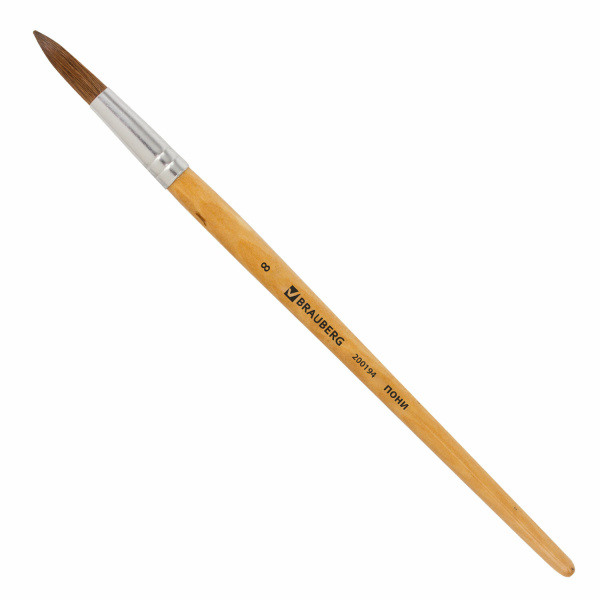 Кисть BRAUBERG пони, круглая, №8, 200194 Кисть BRAUBERG пони, круглая, №8, 200194