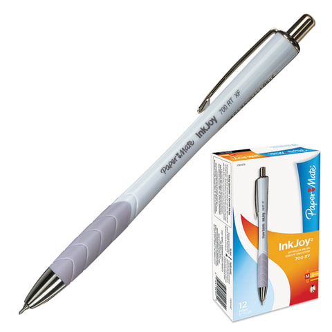 Ручка шариковая PAPER MATE автомат. "InkJoy 700 RT", корп.бело-серый, толщ.письма 0,5мм, S0961060,че