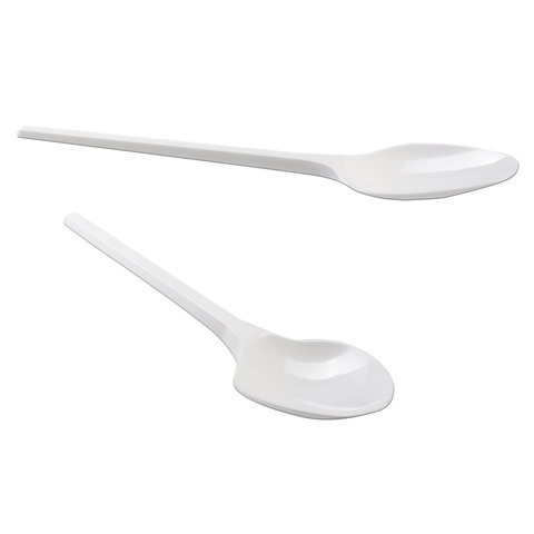 Одноразовые ложки столовые, КОМПЛЕКТ 2000шт. (20уп по 100), Эконом, пластиковые, 165мм, шк06289