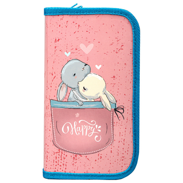 Пенал ПИФАГОР, 2 отделения, ламинированный картон, 19х11 см, Bunnies,  270882