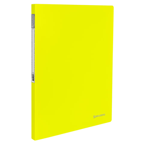 Папка с мет. скоросш. и внутр. карм. BRAUBERG "Neon", 16мм, желтая,до 100л, 0,7 мм 