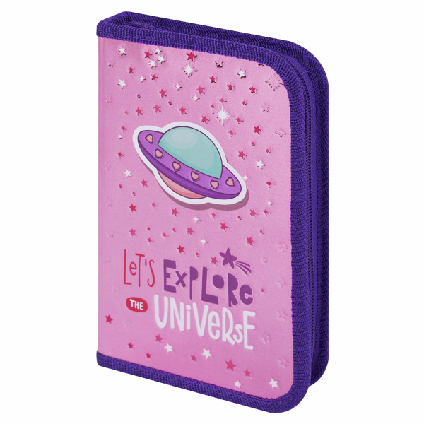 Пенал ЮНЛАНДИЯ, 1 отделение, металлизированный картон, конгрев, 19х11 см, Moon Explorer, 271507