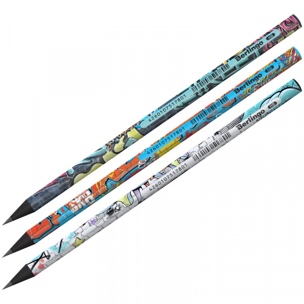 Карандаш ч/г Berlingo "Street Art" HB, круглый, черное дерево, заточен BP01302