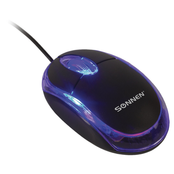 Мышь проводная SONNEN М-204, USB, 1000 dpi, 2 кнопки + колесо-кнопка, оптическая, подсветка, черная, Мышь проводная SONNEN М-204, USB, 1000 dpi, 2 кнопки + колесо-кнопка, оптическая, подсветка, черная,