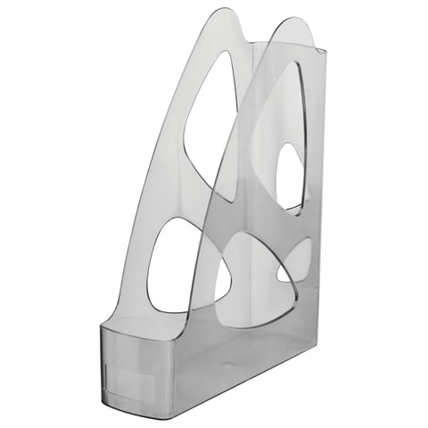 Лоток вертикальный для бумаг СТАММ "Парус", ширина 80 мм, тонированный серый, ЛТ135