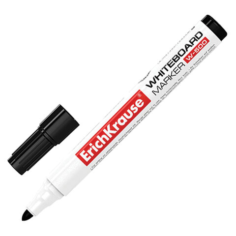 Маркер для доски ERICH KRAUSE "W500", круглый наконечник 2,5мм, черный, 12845