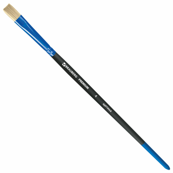 Кисть щетина, плоская № 4, BRAUBERG PREMIUM