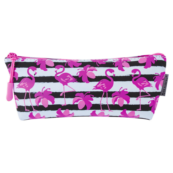 Пенал-косметичка BRAUBERG треугольный, мягкий, Flamingo, 22х3х8 см, 229254
