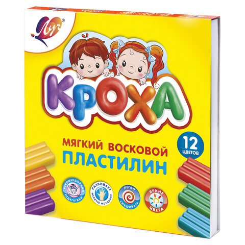 Пластилин 12цв, ЛУЧ "Кроха" 198гр, мягкий, со стеком 23С 1484-08