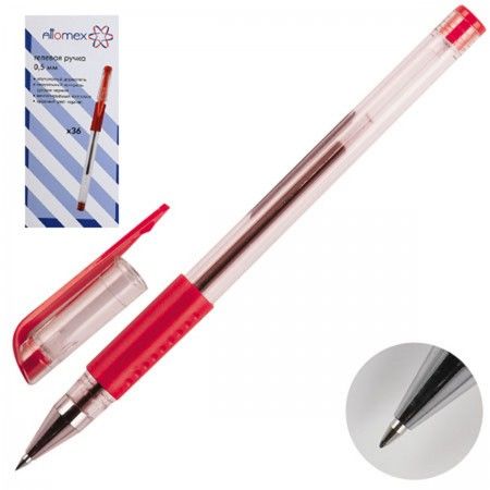 Ручка гелевая "Attomex" 0,5мм, с прозр. корп, резин. держ. красн. 5051308
