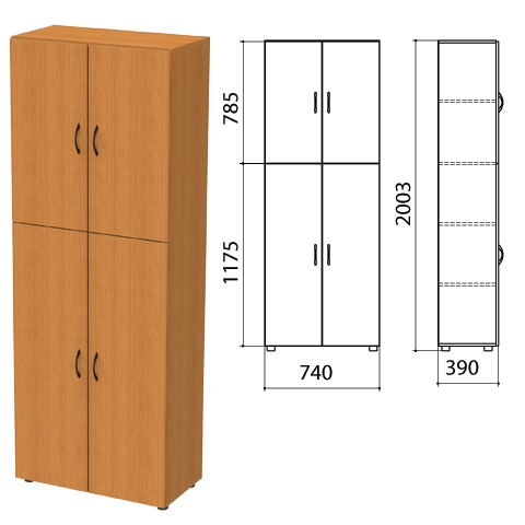 Шкаф закрытый "Фея", 740х390х2000мм, цвет орех милан 