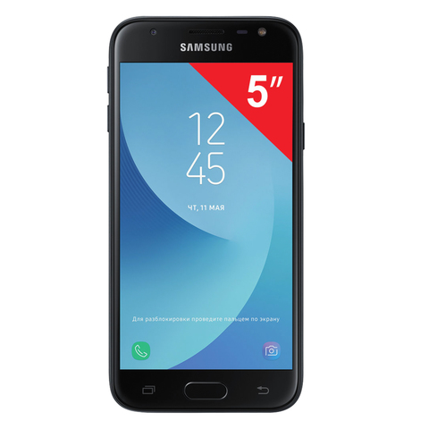 Смартфон SAMSUNG Galaxy J3, 2SIM, 5", 4G(LTE), 5/13Мп, 16ГБ, microSD, черный, металл и стекло