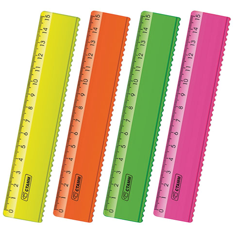 Линейка СТАММ 15см, непрозрачная, неон. ассорти, с волнистым краем, ЛН170 Линейка СТАММ 15см, непрозрачная, неон. ассорти, с волнистым краем, ЛН170