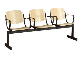 Блок стульев 3х местный не откид. с подлокотниками 1800х560х460/800, фанера