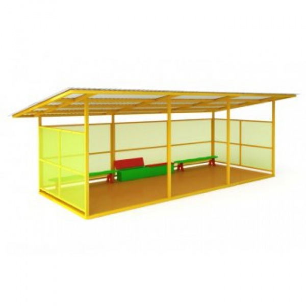 Теневой навес, Влагостойкая фанера, Габаритные размеры: Размеры по основанию:	4000х6000мм Размеры по