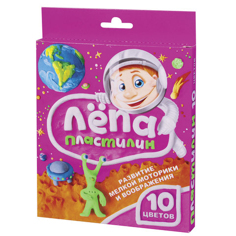 Пластилин GLOBUS "Лёпа", 10 цветов, 200 гр, со стеком, ПЛ10-01