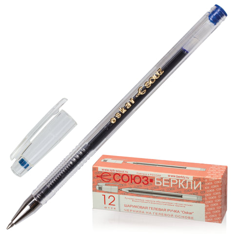 Ручка гелевая СОЮЗ "Oskar", корпус прозрачный, толщина письма 0,7мм, РГ 155-01, синяя