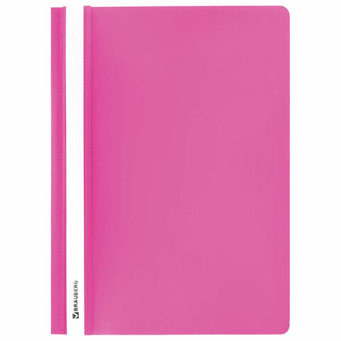 Папка-скоросшиватель пластик. BRAUBERG, А4, 130/180 мкм, розовый