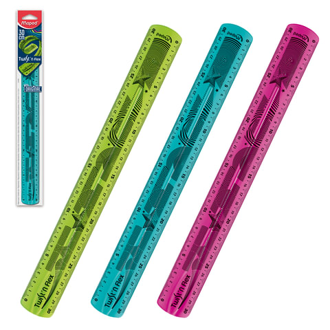 Линейка MAPED (Франция) "Twist'n Flex", 30 см, гибкая, тонированная, ассорти, европодвес, 027900 Линейка MAPED (Франция) "Twist'n Flex", 30 см, гибкая, тонированная, ассорти, европодвес, 027900