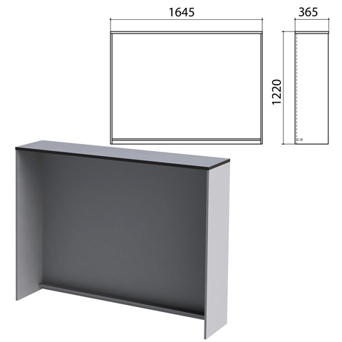 Стойка ресепшн прямая "Монолит", 1645х360х1220 мм, цвет серый, РМ19.11