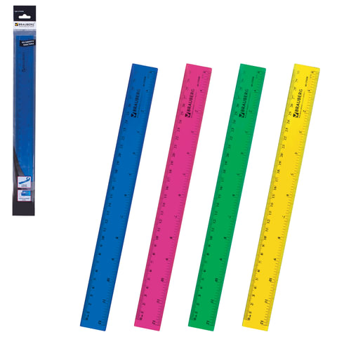 Линейка BRAUBERG "Cobra" 30см, гибкая, тонированная ассорти, упак. с европодвесом, 210298 Линейка BRAUBERG "Cobra" 30см, гибкая, тонированная ассорти, упак. с европодвесом, 210298