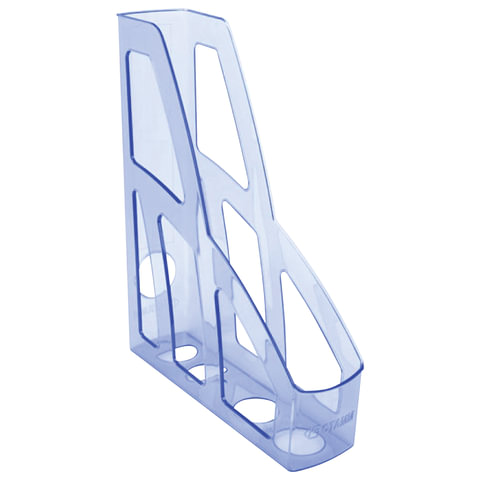 Лоток вертикальный для бумаг СТАММ "Лидер", ширина 75 мм, тонированный голубой, ЛТ125