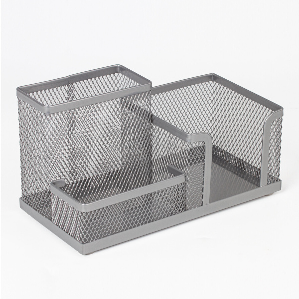 Подставка-органайзер BRAUBERG "Germanium" металлическая, 3 секции, 102х186х95мм, серебр, 231987