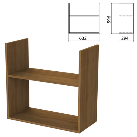 Полка навесная настенная "Бюджет" (ш632*г294*в596 мм), орех французский, 402668-190