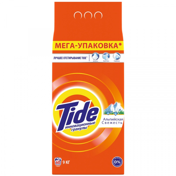 Стиральный порошок Tide (Тайд) автомат 9кг, "Альпийская свежесть" Стиральный порошок Tide (Тайд) автомат 9кг, "Альпийская свежесть"