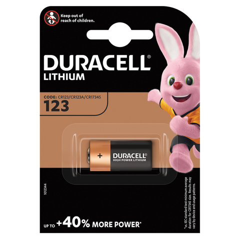 Батарейка DURACELL Ultra CR123, Lithium, 1 шт., в блистере, 3 В, 75058646 