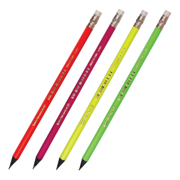 Карандаш чернографитный BIC, 1 шт., "Evolution Fluo", HB, с резинкой, корпус ассорти,5804