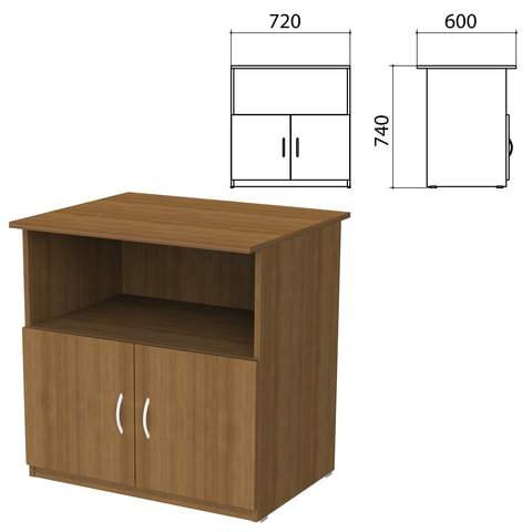 Тумба для оргтехники "Бюджет" (ш720*г600*в740 мм), 2 двери, орех французский, 402658-190