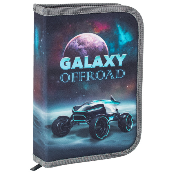 Пенал BRAUBERG с наполнением, 1 отд, откидная планка, 24 предмета,21х14 см, Galaxy offroad, 270318