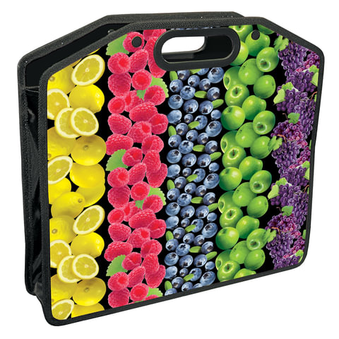 Сумка пластиковая BRAUBERG А4 37*30 см, на молнии, цв.печать, универсальная, фрукты, 223803