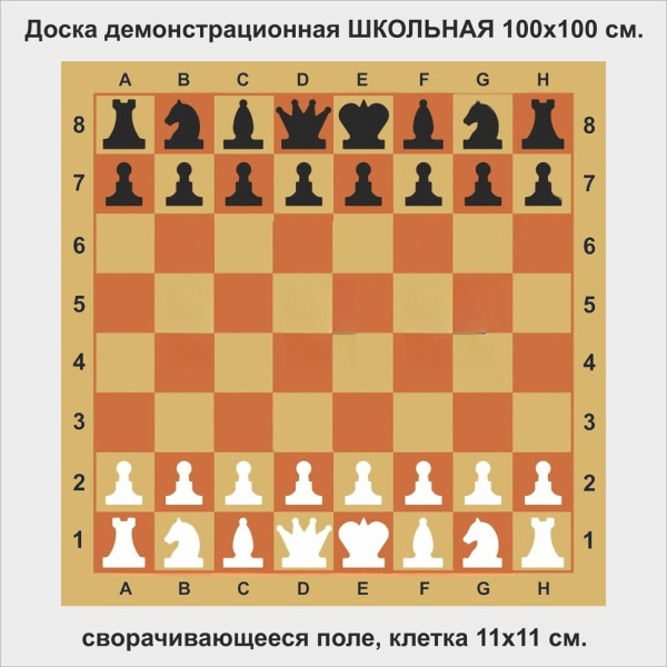 Доска шахматная демонстрационная ШКОЛЬНАЯ 100 см