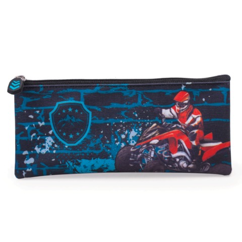 Пенал-косметичка BRAUBERG для нач.школы, мальч., син/черный, Квадроциклист, 21*10 см, 225348