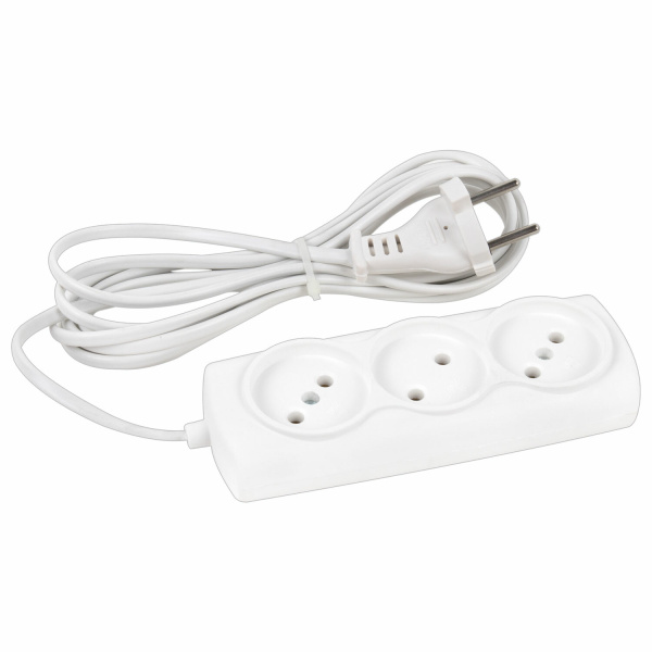 Удлинитель РАДИСТ ЭКОНОМ Р16-010, 3 розетки без заземления, 3 м, 2х0,75 мм, 1300 Вт, белый, 563