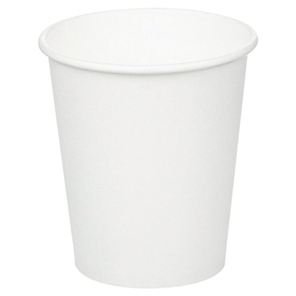 Одноразовые стаканы 200 мл, КОМПЛЕКТ 50 шт., бумажные однослойные, белые, холодное/горячее HUHTAMAKI
